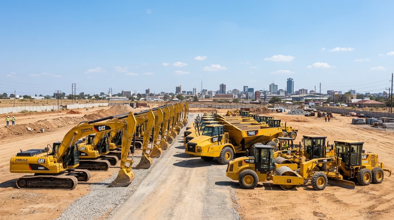 In-House Heavy Earthmoving Equipment Fleet Lined Up on Site