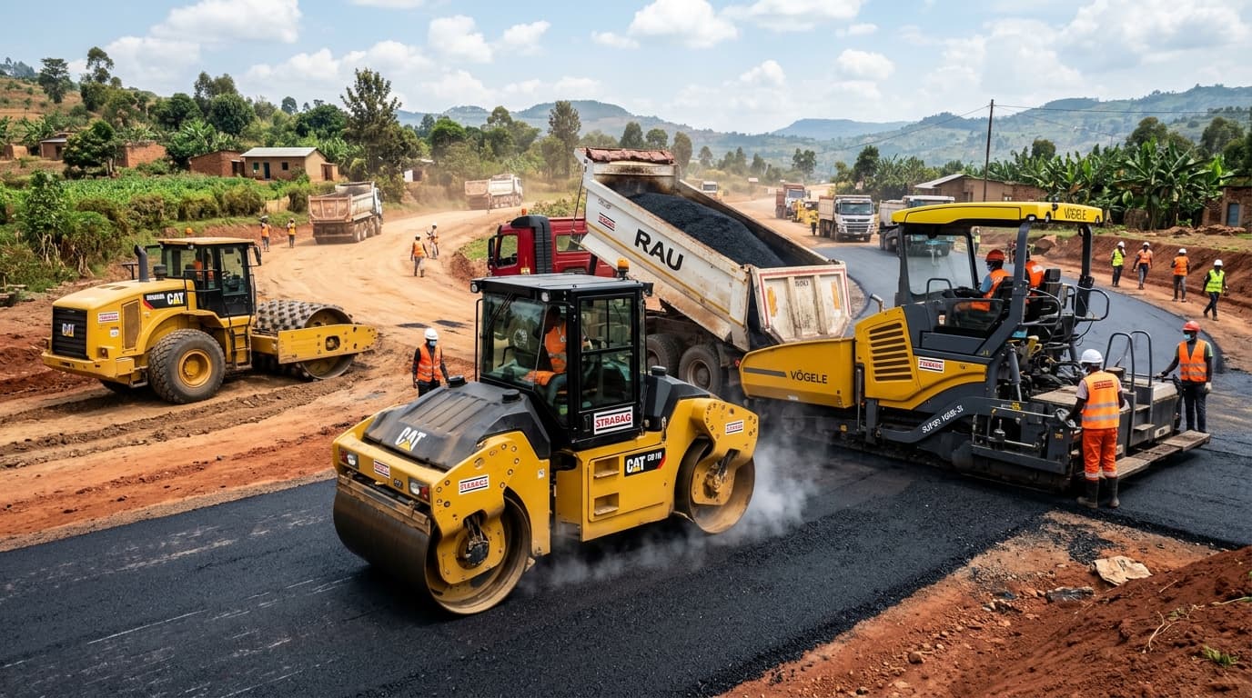 Road Cutting, Asphalt Surfacing & Smooth-Drum Compaction